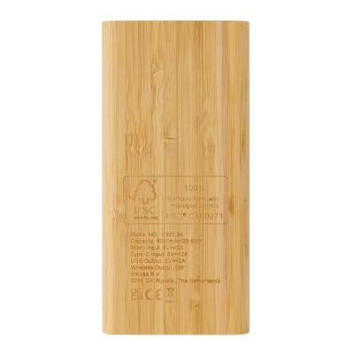Power bank inalámbrico de bambú